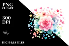 Simple Flower with Hearts, PNG Product Image 2