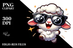 Silly Lamb with Sunglasses, Transparent PNG Product Image 2