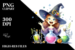 Excited Witch with Magic Potion PNG Product Image 2