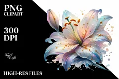 Glossy Lily Watercolor PNG Product Image 1