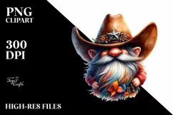 Vibrant Cowboy Gnome Watercolor PNG Product Image 3