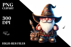 Vibrant Cowboy Gnome Watercolor PNG Product Image 3