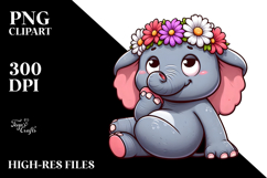 Silly Cartoon Elephant with Flower Crown Product Image 2