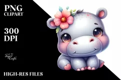 Colorful Baby Hippo Happy | Sublimation Clipart Product Image 3