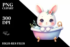 Colorful Baby Bunny Bathtub | Sublimation Clipart Product Image 3