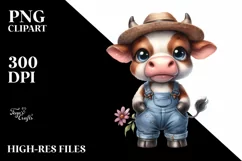 Baby Cow Big Eyes Sublimation Clipart Product Image 3