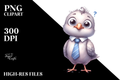 Baby Dove Standing Tie Big Eyes Clipart Product Image 2