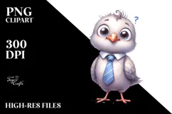 Baby Dove Standing Tie Big Eyes Clipart Product Image 2