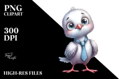 Baby Dove Standing Tie Big Eyes Clipart Product Image 2