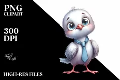 Baby Dove Standing Tie Big Eyes Clipart Product Image 1