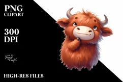Funny Expressive Highland Cow Baby PNG Product Image 3