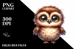 Baby Owl Shy Goofy Smile Clipart Product Image 1