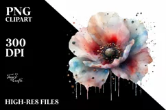 Watercolor Abstract Poppy with Metalic Insertions Product Image 1