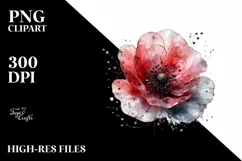 Watercolor Abstract Poppy with Metalic Insertions Product Image 1