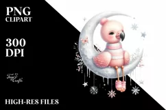 Pastel Baby Flamingo on Moon PNG Product Image 3