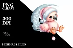 Pastel Baby Flamingo on Moon PNG Product Image 3
