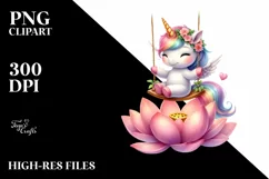 Cute Pastel Unicorn Swing Watercolor Clipart Product Image 1