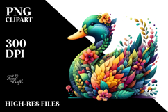 Vibrant Watercolor Duck, PNG Product Image 2