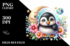 Colorful Watercolor Baby Puffin | Clipart Product Image 1