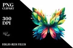 Vibrant Butterfly with Plant Leaves PNG Product Image 1
