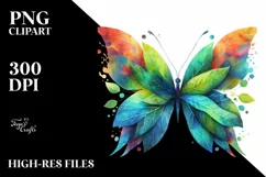 Vibrant Butterfly with Plant Leaves PNG Product Image 1