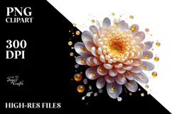 Glossy Chrysanthemum with Golden Insertions, PNG Product Image 2