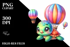 Colorful Baby Turtle Resting | Sublimation Clipart Product Image 1