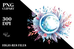 Vibrant Moon with Foliage PNG Product Image 2