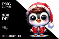 Watercolor Baby Penguin Santa Suit Raincoat Product Image 1