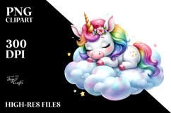 Colorful Baby Unicorn Watercolor Napping Product Image 3