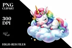 Colorful Baby Unicorn Watercolor Napping Product Image 3