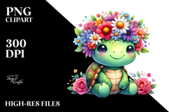 Cartoon-Style Turtle Flower Crown | Sublimation | Clipart Product Image 2