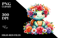 Cartoon Turtle Flower Crown Clipart Product Image 2