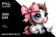 Funny Baby Horse with Bow | Clipart Product Image 1