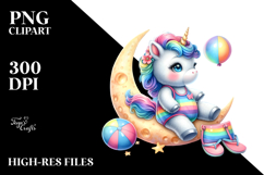 Pastel Unicorn Beach Suit Moon | Sublimation | Clipart Product Image 2