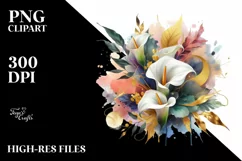 Colorful Bouquet with Calla Lily | Sublimation Clipart Product Image 1