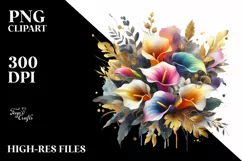 Colorful Bouquet with Calla Lily | Sublimation Clipart Product Image 3