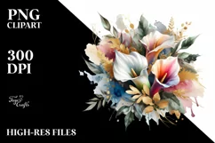 Colorful Calla Lily Bouquet | Sublimation | Clipart Product Image 3