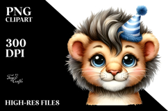 Cool Lion with Party Hat PNG Product Image 2