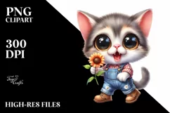 Baby Cat Big Eyes Jeans Clipart Product Image 1