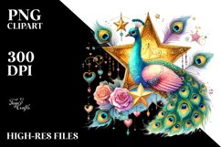Adorned Peacock Watercolor PNG Product Image 2