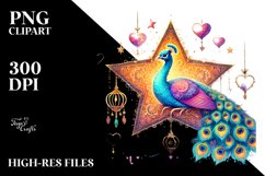 Adorned Peacock Watercolor PNG Product Image 2
