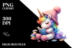 Baby Unicorn Reading in Style | Sublimation | Clipart Product Image 1