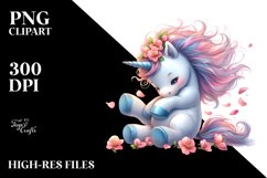 Cute Baby Unicorn Tumbling with Spring Petals Product Image 3