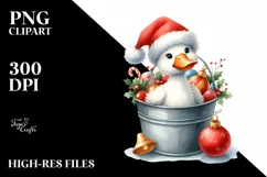 Cute Goose with Santa Hat PNG Product Image 2