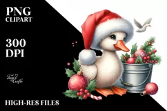 Adorable Goose in Santa Hat with Christmas Ornaments PNG Product Image 2