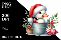 Adorable Goose in Santa Hat with Christmas Ornaments PNG Product Image 2