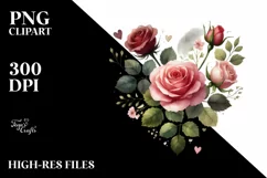 Watercolor Heart with Roses, PNG Product Image 2