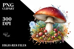 Detailed Mushroom Watercolor Splash PNG Product Image 3