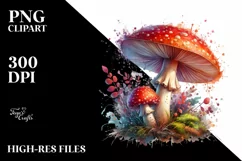 Detailed Watercolor Mushroom, PNG Product Image 1